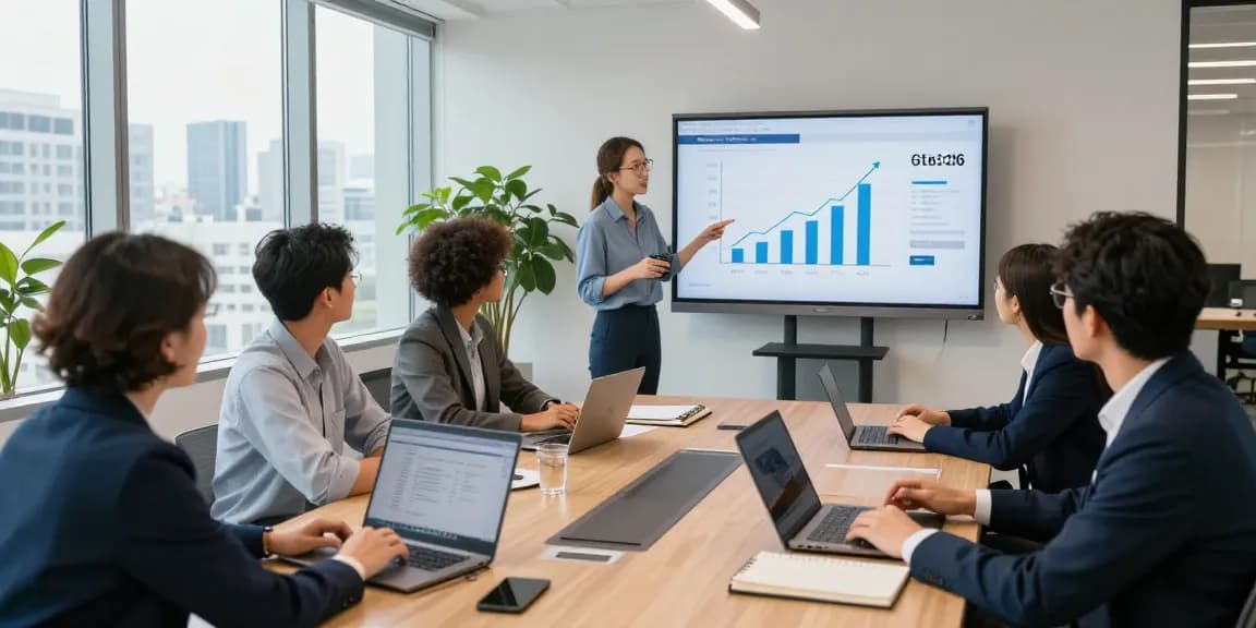 Modern office collaboration on cloud PBX solutions, showcasing diverse team dynamic and advanced communication strategies.