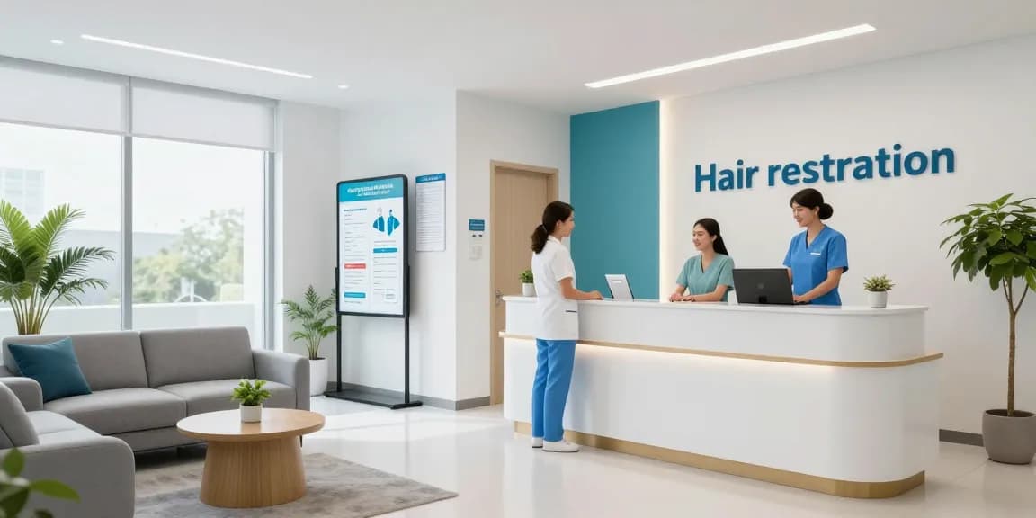 "Expert hair transplant turkey services at a modern health clinic highlighting patient care and doctor consultations in a reassuring setting."