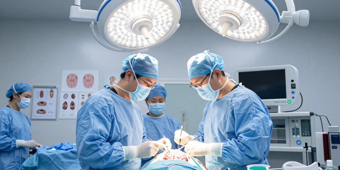 Brain surgery in progress, highlighting expert care in medical procedure.