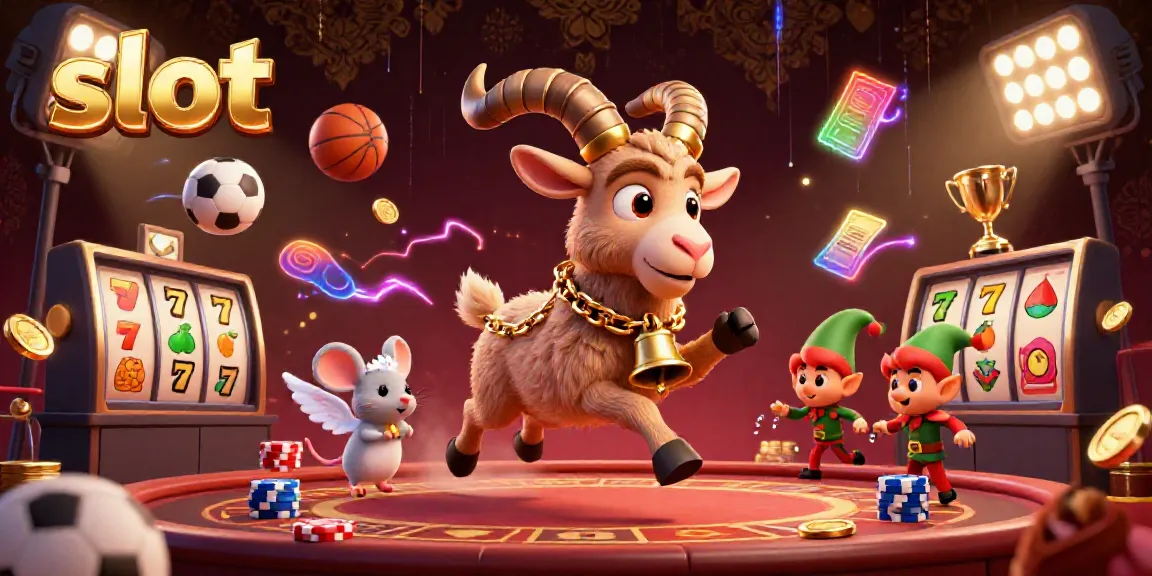 Experience thrilling slot adventures with a festive Krampus goat and gremlins in a dynamic casino scene.