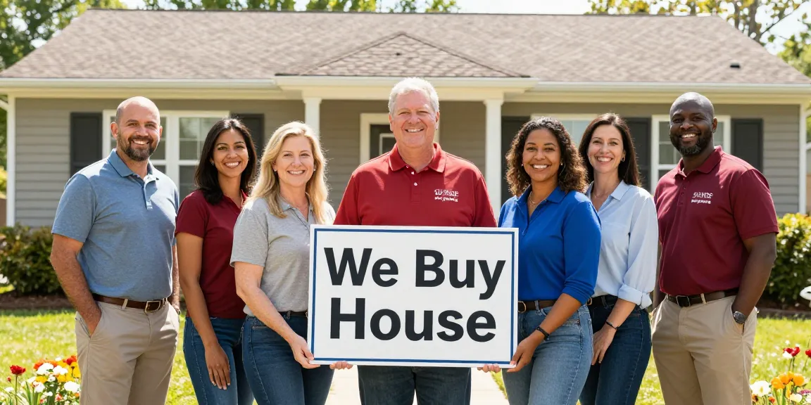 Sell My House Fast Johnson city with trusted local home buyers team in front of a well-kept house, showcasing a community-focused service.