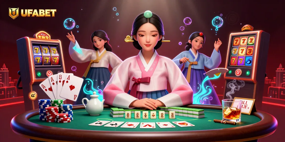 Experience top-tier gaming action with UFABET, featuring a serene Asian woman surrounded by engaging casino elements and rich design.