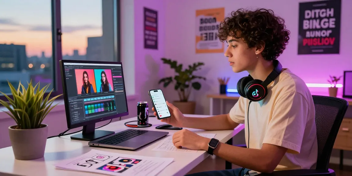 Buy safe TikTok views service while creating engaging videos in a dynamic workspace.