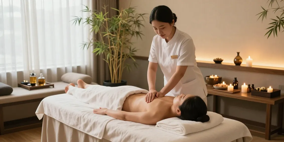 Inviting spa scene showcasing 일산출장안마 services with a therapist massaging a client.