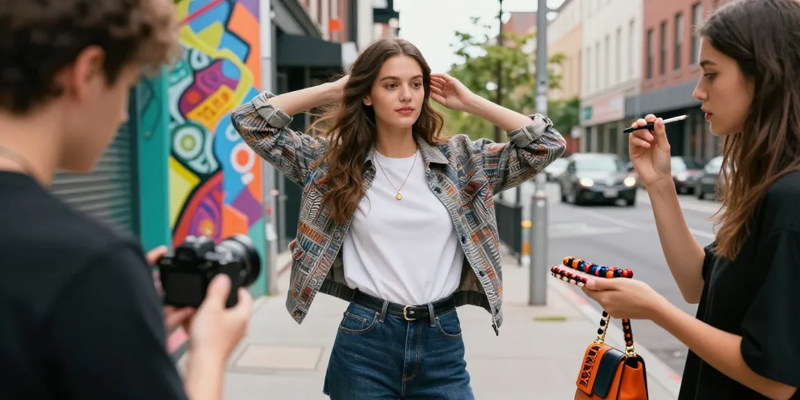 Book Fotografico per Modelli: modella in posa con abbigliamento alla moda in un ambiente urbano.