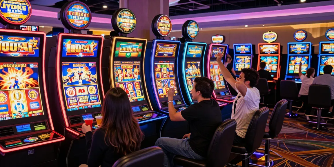 Permainan slot gacor dengan pemain merayakan kemenangan di kasino.