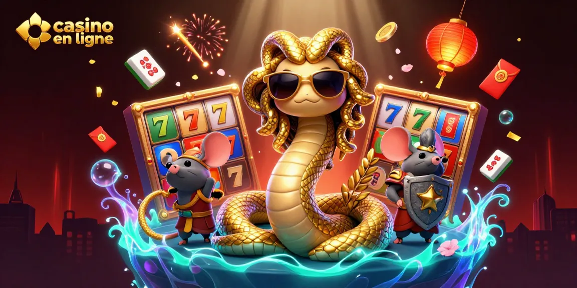Profitez d'une illustration animée de casino en ligne avec Méduse et jeux à thème.