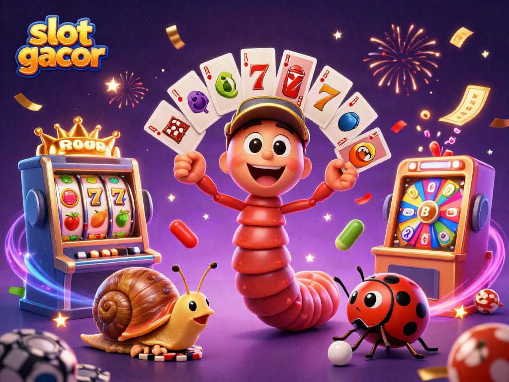 Experience the excitement of slot gacor with vibrant characters and casino elements in an engaging 3D scene.