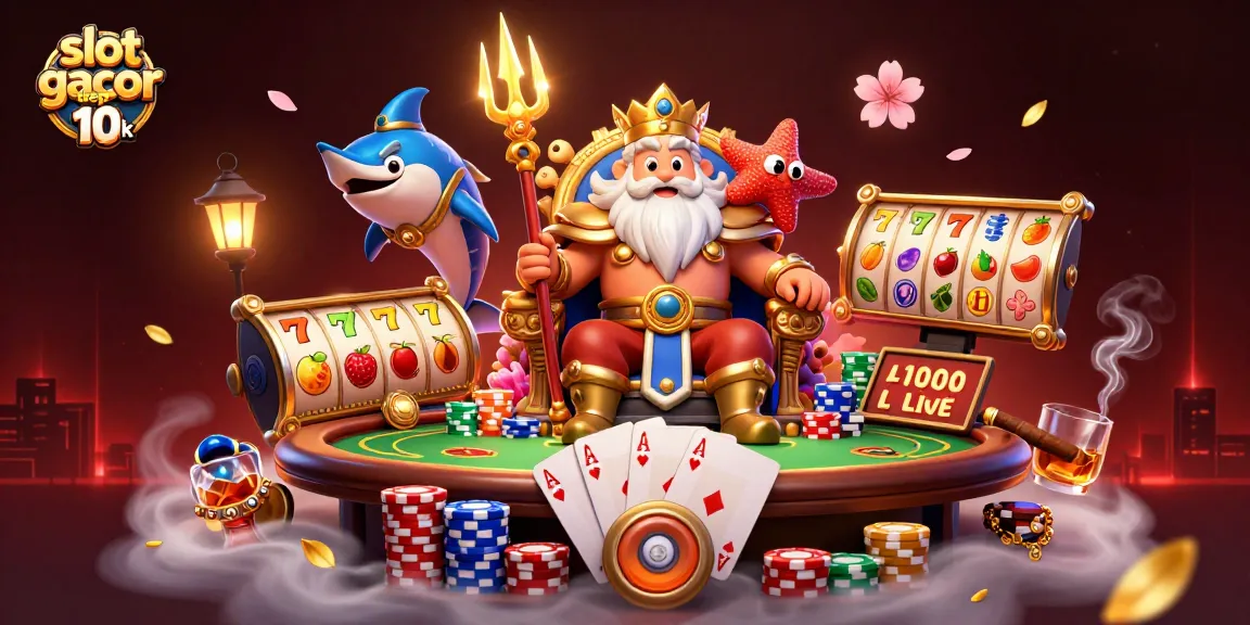 Permainan slot gacor depo 10k menampilkan karakter laut dan elemen kasino penuh warna.