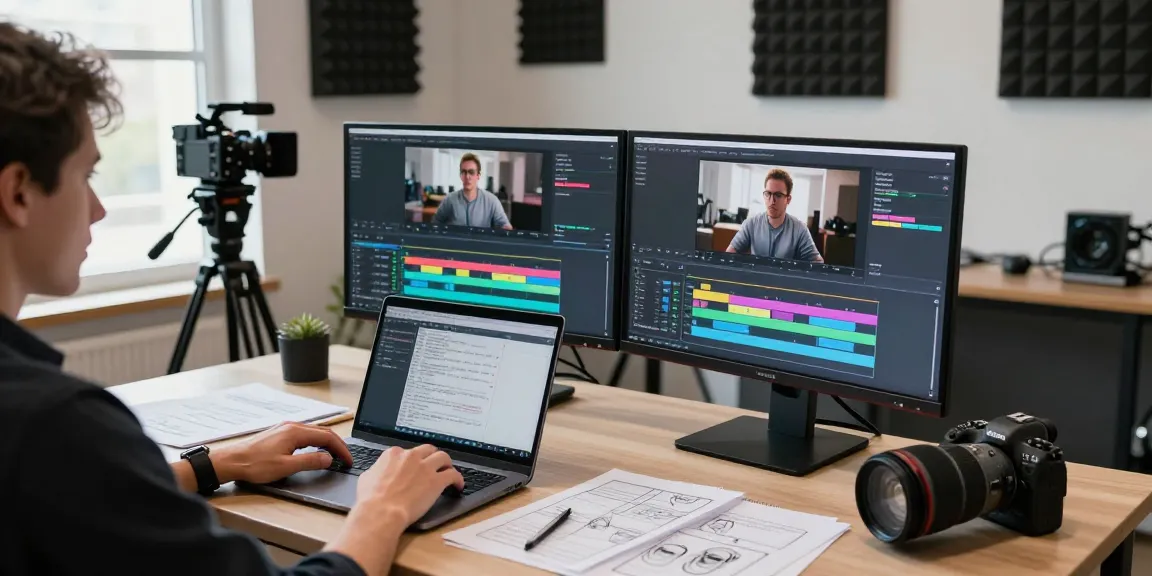 Modern video to prompt studio with editing setup and creative atmosphere.