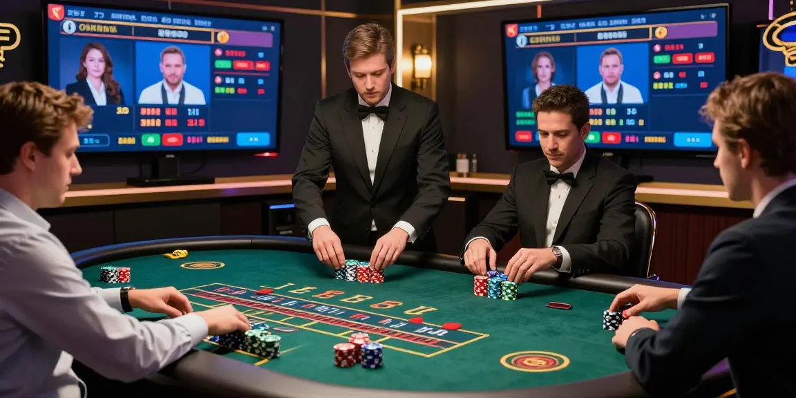 Baccarat Online gameplay with live dealers and players in a sophisticated casino setting.