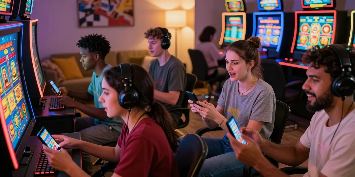 Exciting gaming scene illustrating deposit pulsa tanpa potongan with players enjoying mobile casino slots in a cozy living room.