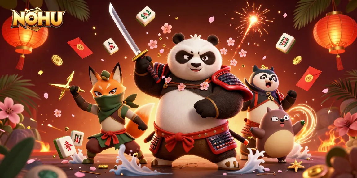 Experience thrilling gameplay at NOHU, where samurai and luck collide in an energetic casino scene.