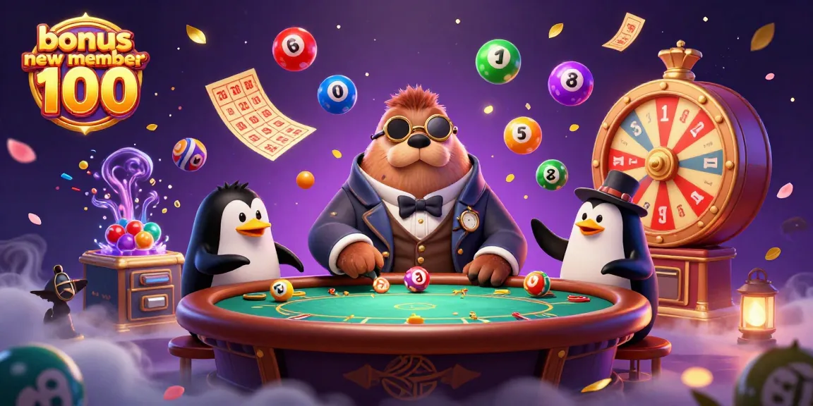 Join the fun with bonus new member 100 at an underwater poker table featuring a jolly walrus, penguin dealer, and bluffing pufferfish.