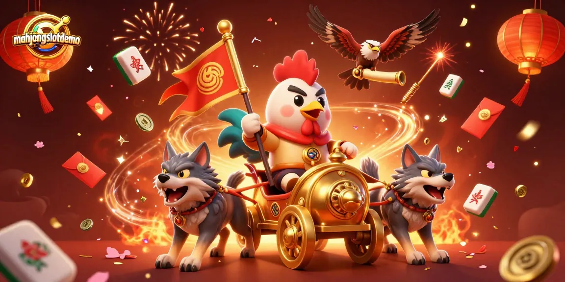 Experience winning strategies at mahjongslotdemo with a 3D illustration of a rooster warlord and rich gaming elements.