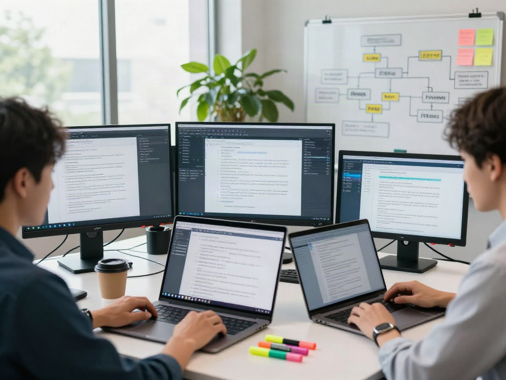 Specialist in document fraud detection analyzing digital files in a high-tech office.