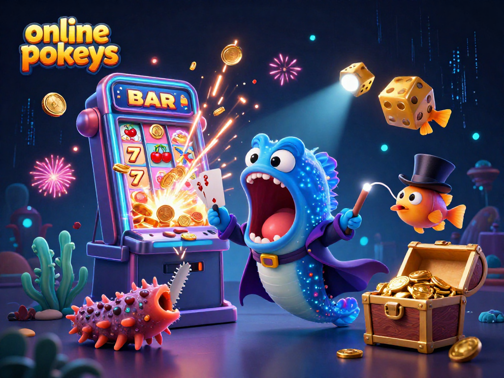 Engage with online pokies in a vibrant scene of magic, luck, and thrilling casino action.