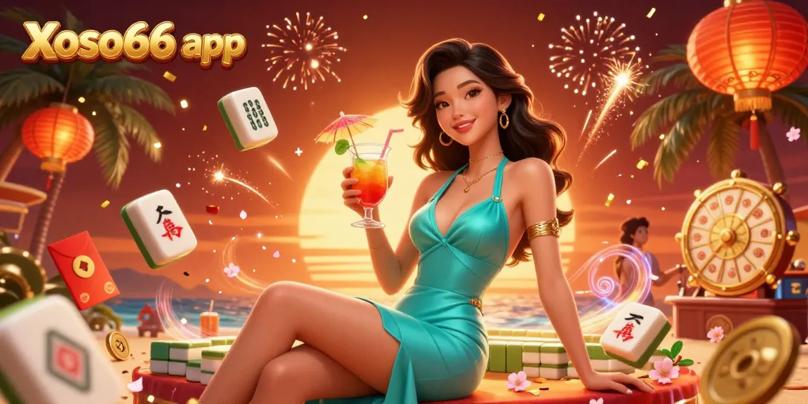 Experience the thrill of Xoso66 app with a vibrant, festive casino setting showcasing lucky elements.