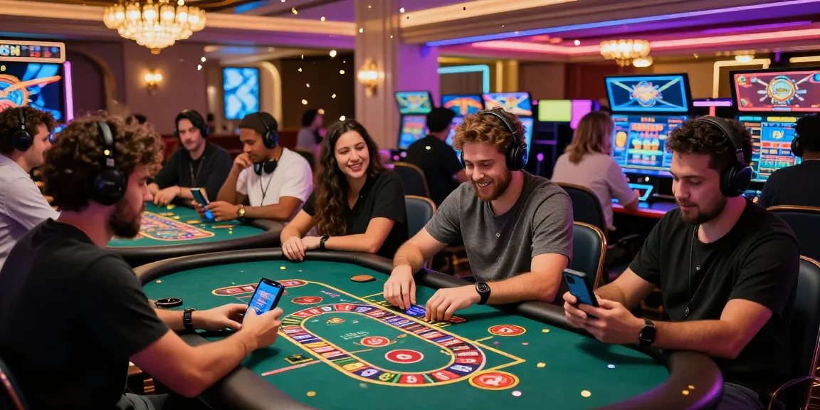 Exciting atmosphere at 鉅城娛樂城 with players enjoying casino games and vibrant decor.