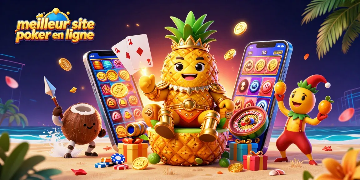 Découvrez le meilleur site de poker en ligne avec un roi ananas en 3D et des éléments de jeu dynamiques.