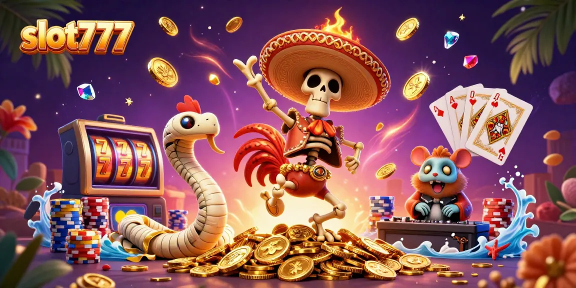 Play exciting slot777 games with vibrant characters amidst dazzling casino visuals.
