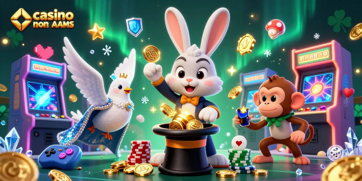 Vivi l'emozione di un casinò online non AAMS con una scena magica che presenta personaggi ed elementi di gioco.