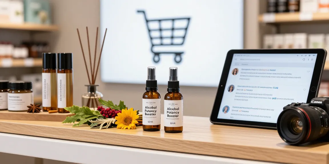 Buy Alcohol Potency Booster Spray 60 ML showcased alongside herbal products, inviting customers to enhance their experience.