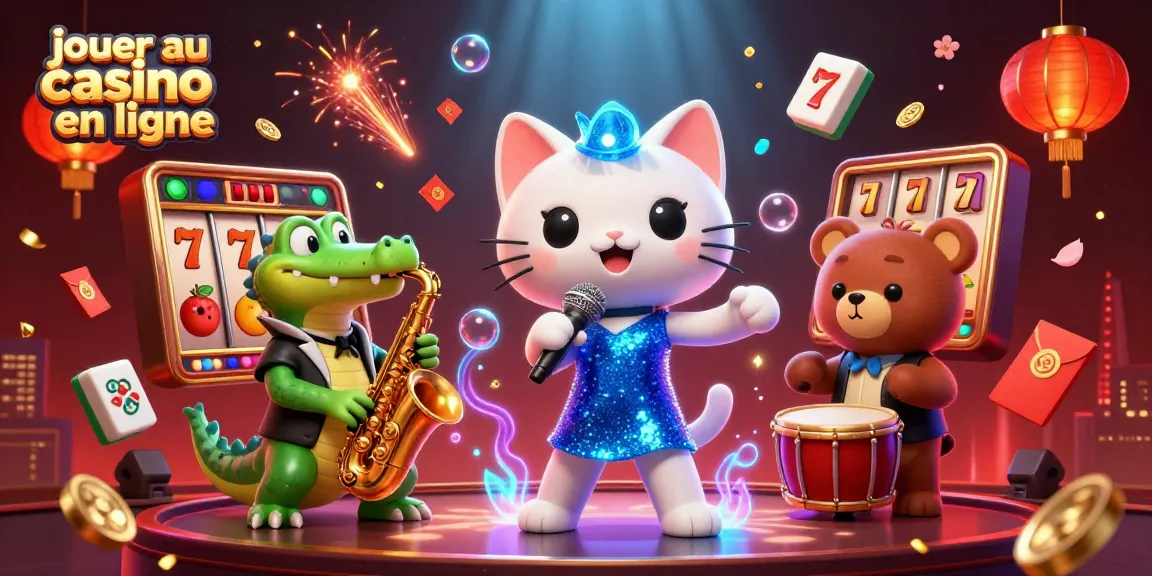 Jouer au casino en ligne avec des machines à sous et un chat en scène musicale dynamique.