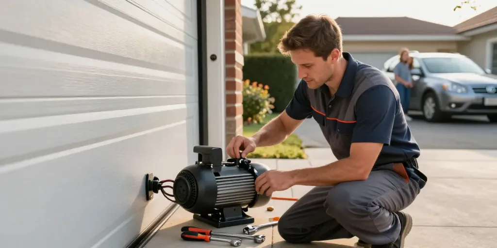 Expert garage door motor repair in Maylands with technician inspecting motor components.