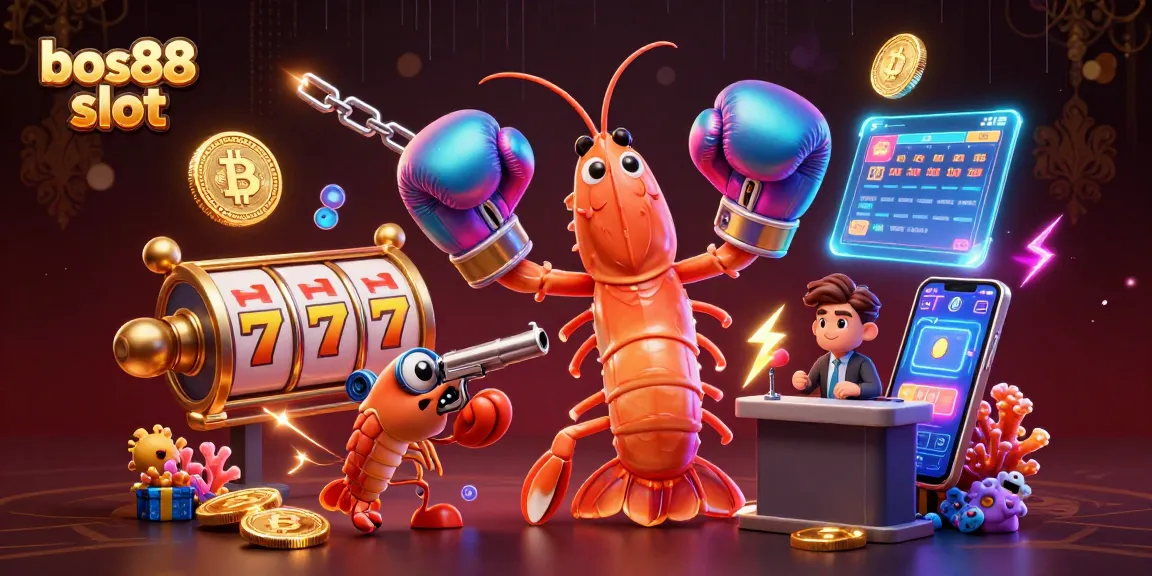 Engage with the dynamic scene of bos88 slot featuring animated characters amidst vibrant gaming elements.