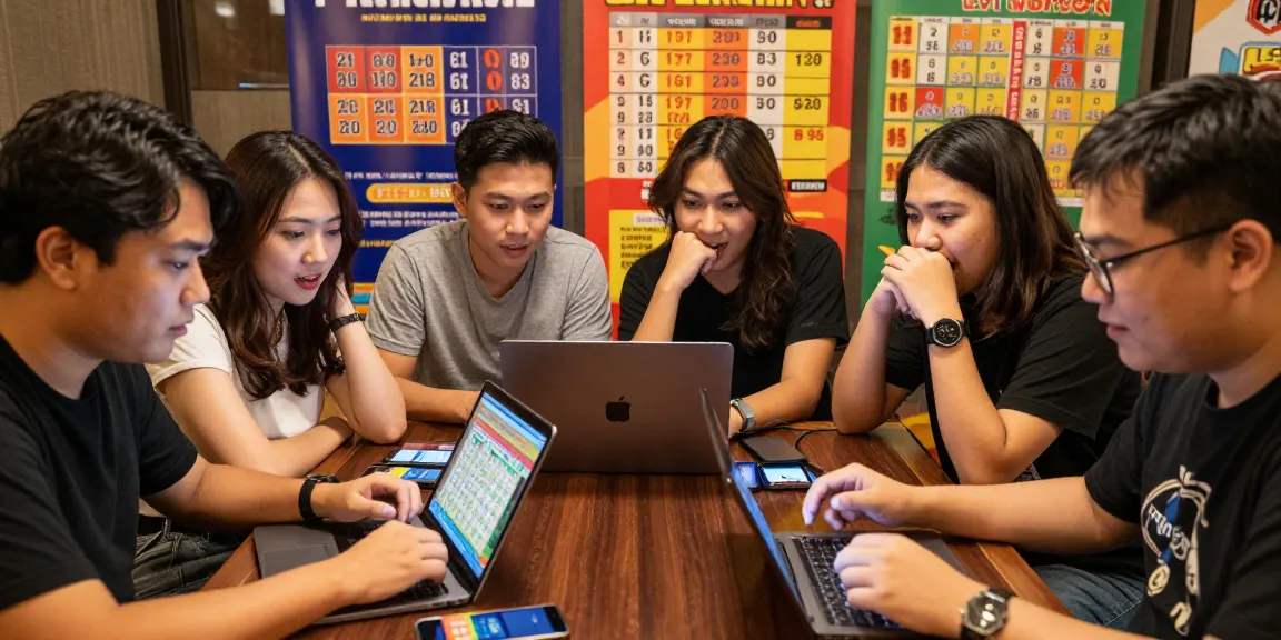 Kelompok teman bermain toto togel online dengan kegembiraan di laptop dan perangkat elektronik di sekitar.