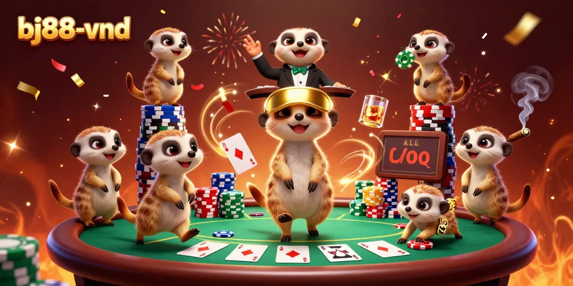 Experience the vibrant atmosphere of bj88-vnd with meerkats expertly managing a thrilling casino operation.