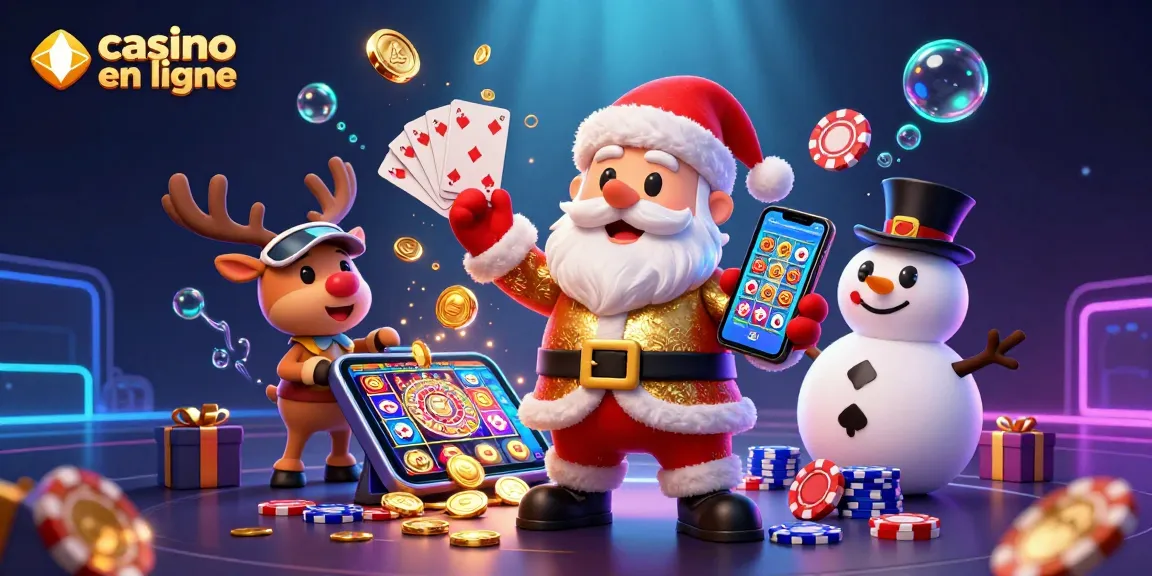 Profitez d'une expérience captivante au casino en ligne avec Santa et ses amis, illustrant le monde des jeux d'argent.