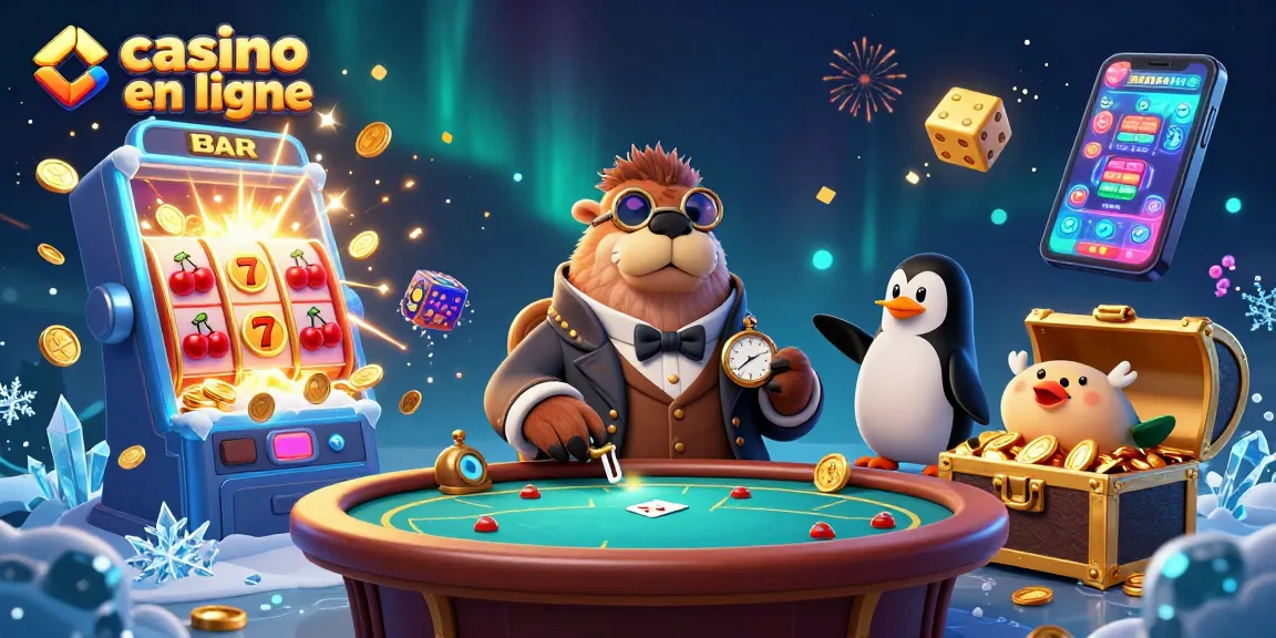 Découvrez un gameplay captivant dans un casino en ligne avec une scène de poker sous-marin mettant en vedette un morse, un croupier pingouin et un poisson-globe.