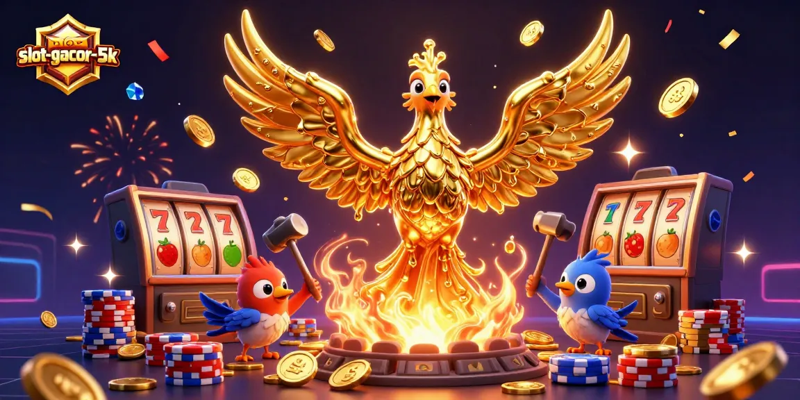 Play exciting games at slot-gacor-5k featuring majestic phoenix and vibrant casino elements.