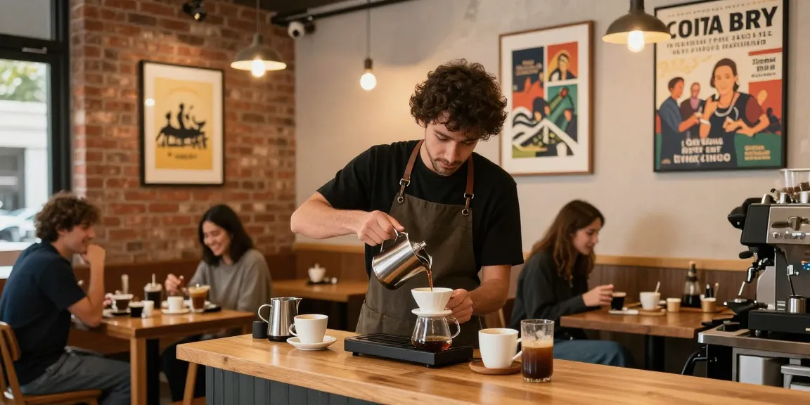 Delicious white coffee served at a trusted local café, illustrating community service.