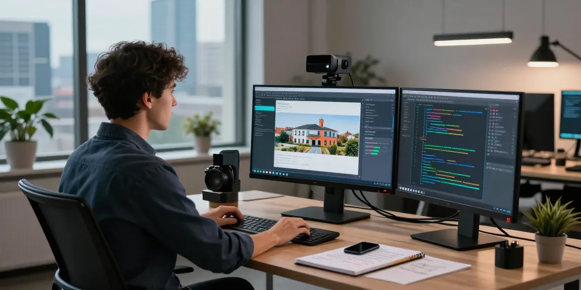 AI image detector in action at a modern tech workspace, showcasing innovative image analysis.