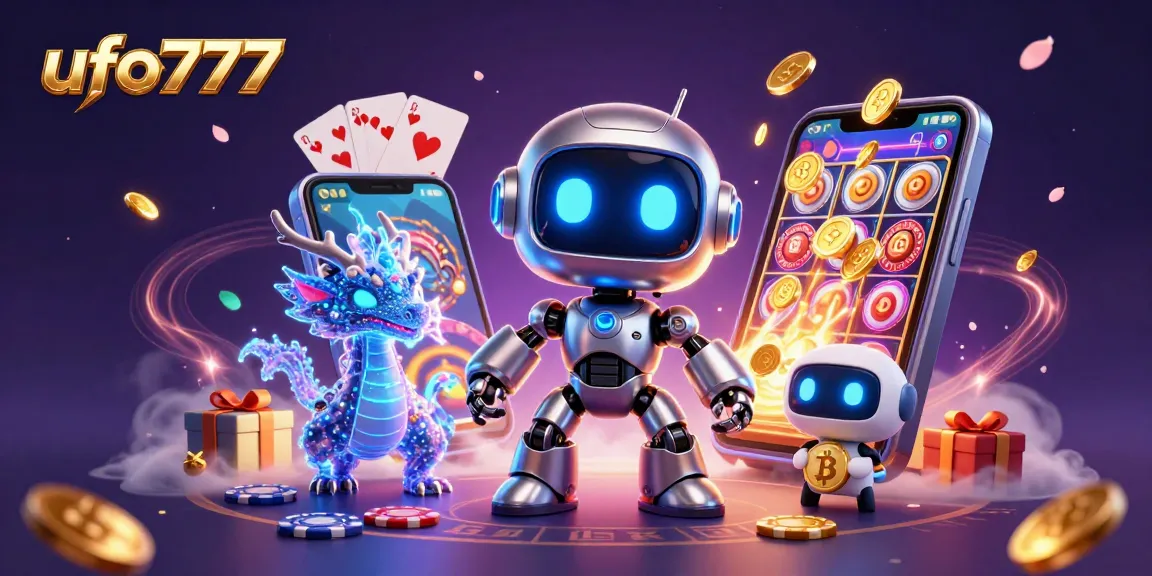 Experience ufo777 action with our cyberpunk characters gambling amidst vibrant casino elements.