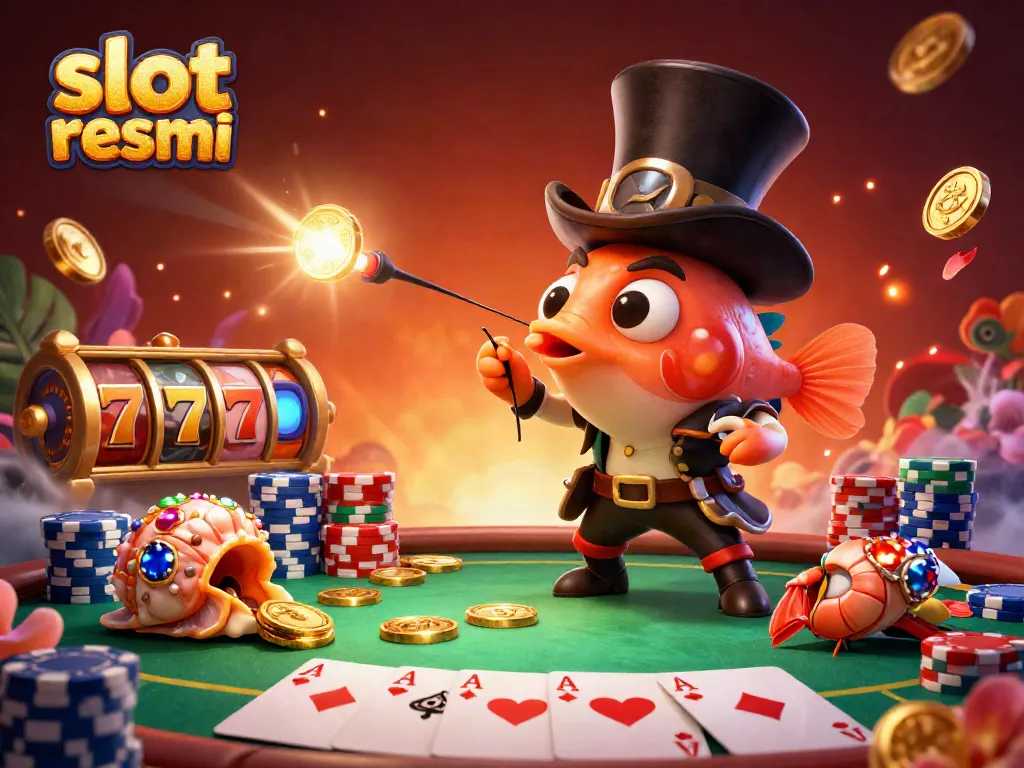 Catch golden coins with slot resmi featuring a 3D anglerfish, pirate shrimp, and gemstone snail.