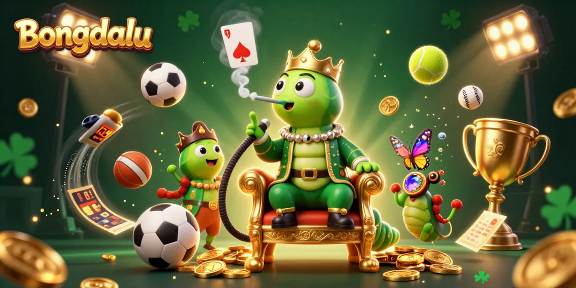 Bongdalu sports betting scene featuring dynamic elements with golden coins and a caterpillar hookah-master.