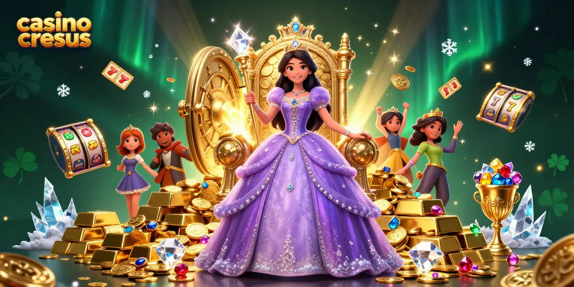 Découvrez le monde vibrant du casino cresus avec une magnifique princesse asiatique entourée d'or et de jeux de machines à sous.