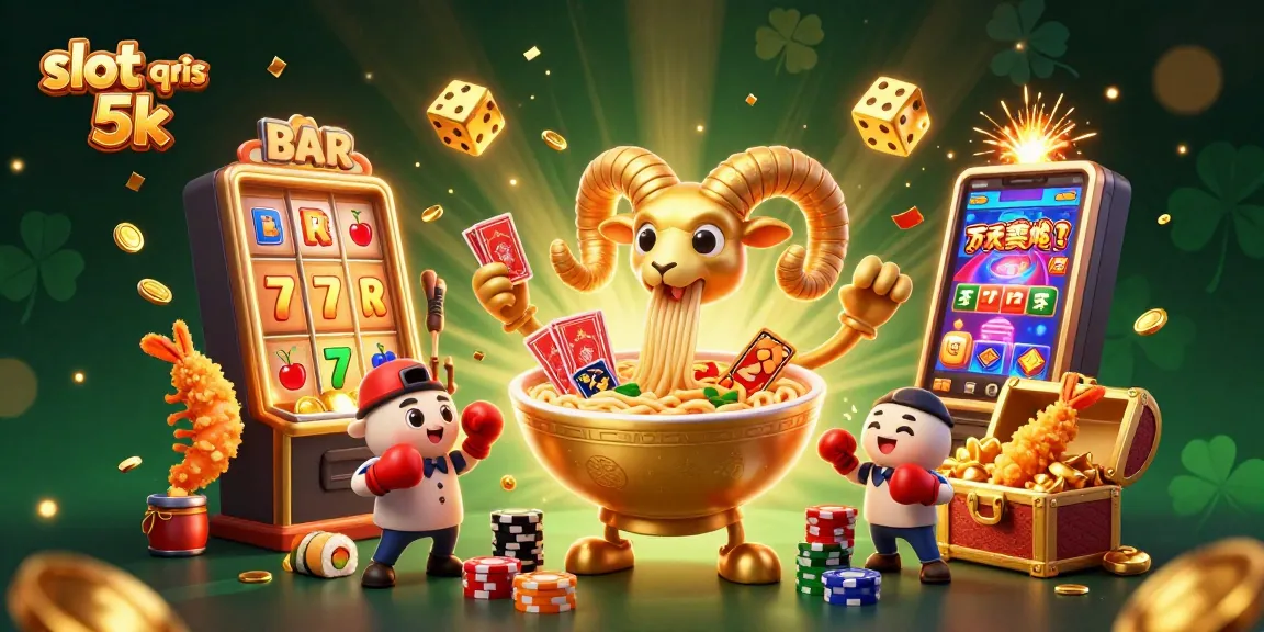 Experience the thrill of playing slot qris 5k with a lively scene featuring vibrant casino elements.