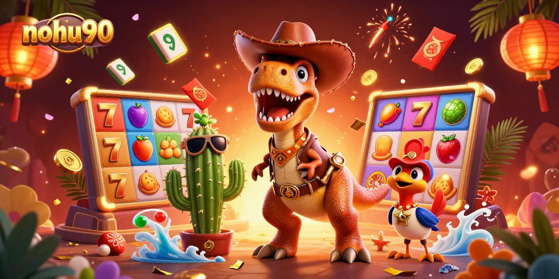 Spin the reels at nohu90 with colorful slot game elements and vibrant 3D characters.