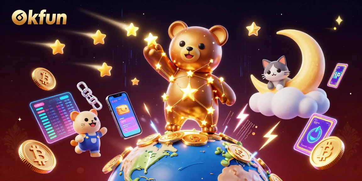 Experience thrilling gameplay at okfun with vibrant casino-themed 3D characters scooping coins.