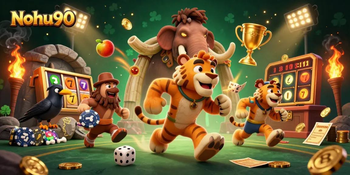 Nohu90 offers an exciting slot experience with vibrant characters, jackpot counters, and dynamic casino elements.