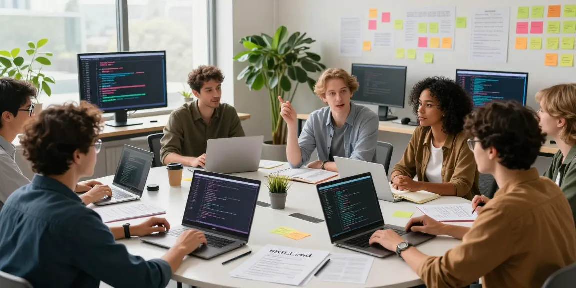 Developers collaborating on openclaw skill management in a modern workspace