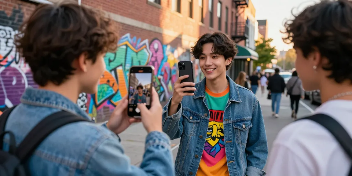 Person discovering their celebrity look alike in an urban setting.